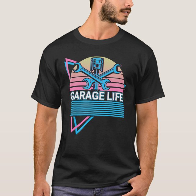 T-shirt Funny Mechanic Retro Garage Life (Devant)