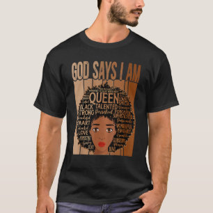 T-shirt Funny Melanin Vintage Afro Dieu Dit Que Je Suis No