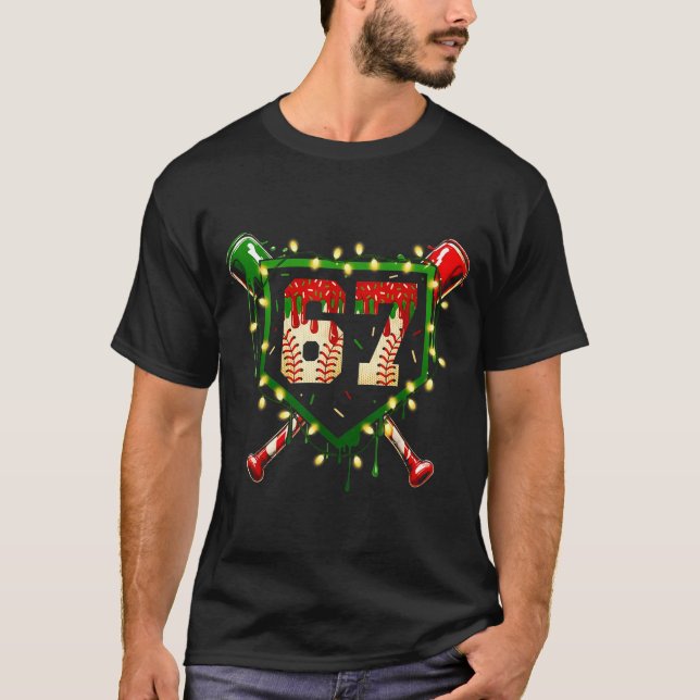 T-shirt Funny Meme 67 Christmas Baseball Ice Cream Men Boy (Devant)
