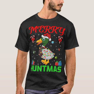 T-shirt Funny Merry Huntmas Xmas Lighting Duck Hunting Chr