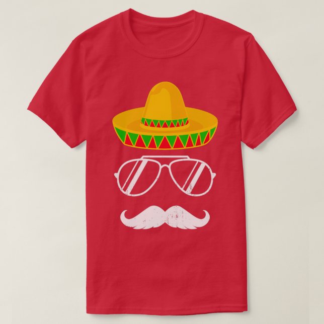 T-shirt Funny mexicaine sombrero moustache visage pour Cin (Design devant)