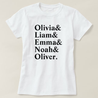 T-shirt Funny Minimaliste Personnalisé Liste de noms de te