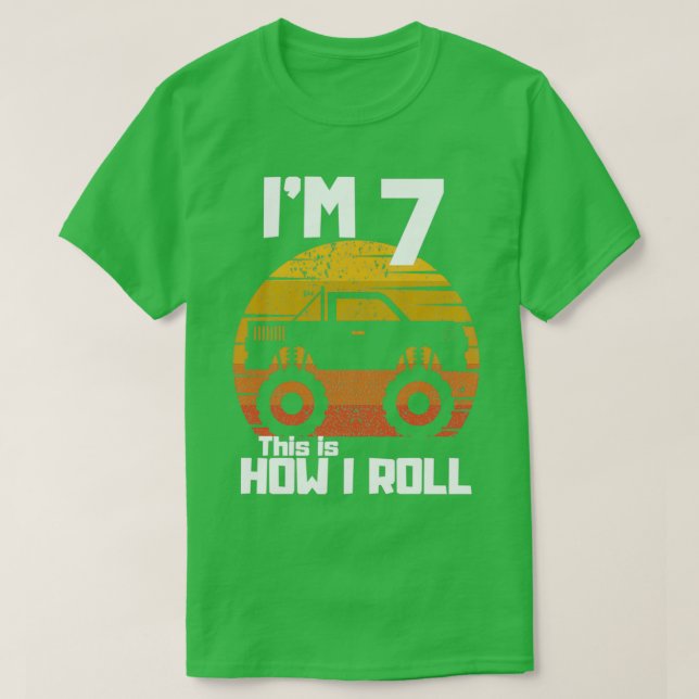 T-shirt Funny Monster Trucks 7e Anniversaire Don de fête S (Design devant)