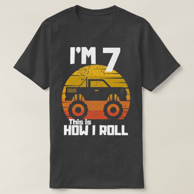 T-shirt Funny Monster Trucks 7e Anniversaire Don de fête S (Design devant)
