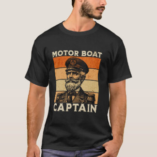 T-shirt Funny Motor Boat Capitaine Vintage