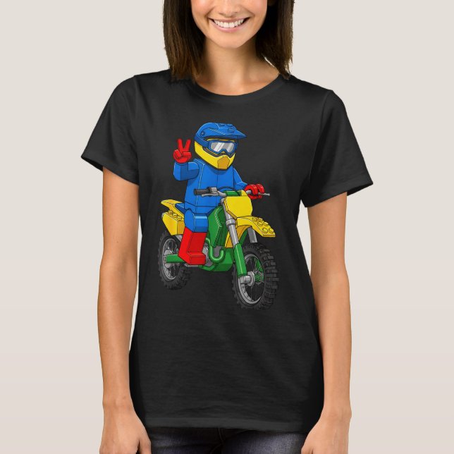 T-shirt Funny Motorbike Builder Boys Block Building Toys D (Devant)
