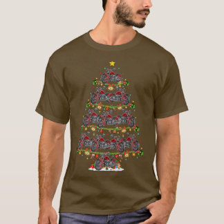 T-shirt Funny Motorbike Xmas Éclairage Père Noël Motorbike