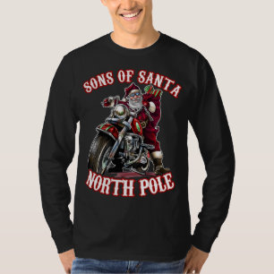 T-shirt Funny Motorcycle Biker Grand-père Père Noël Fils d