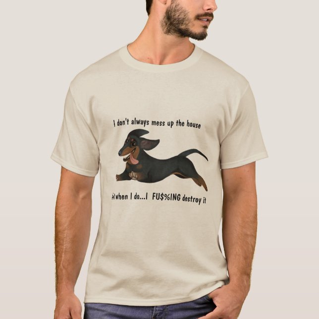 T-shirt Funny Naughty Dachshund Tee - shirt (Devant)
