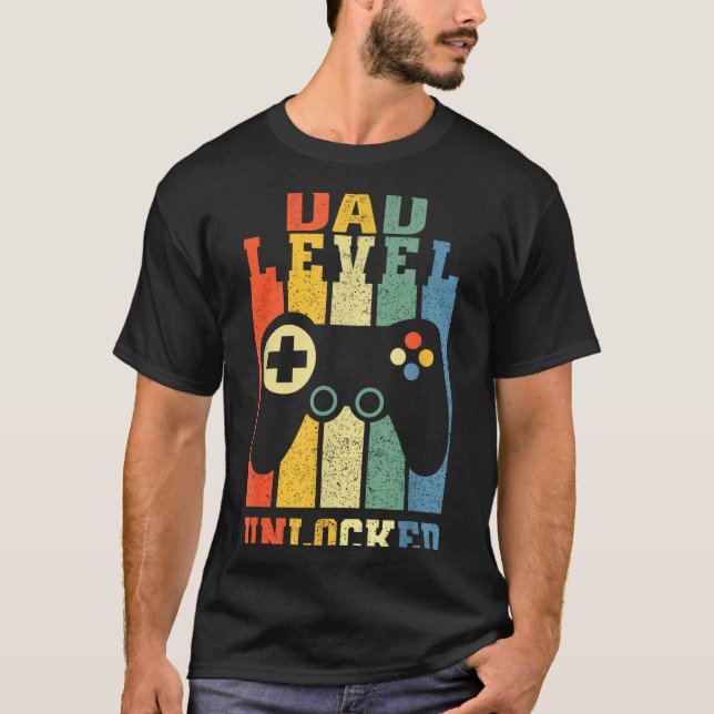 T-shirt Funny New Dad Shirt Dad Level Unlocked Day Tee Shi (Devant)
