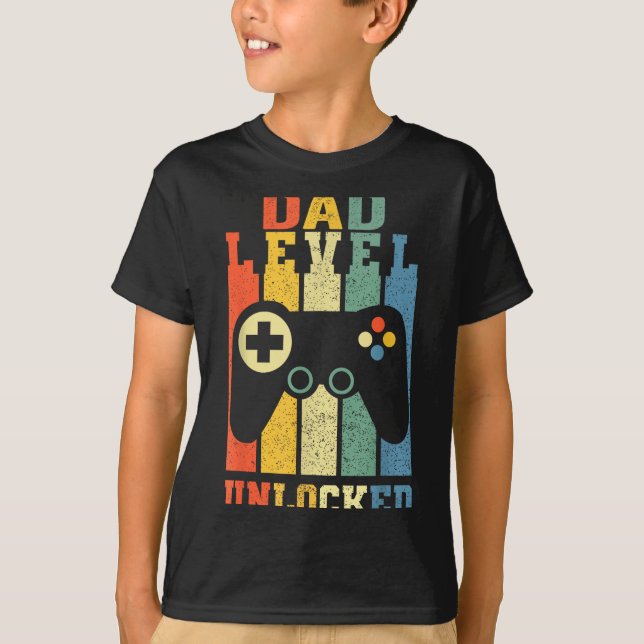 T-shirt Funny New Dad Shirt Dad Level Unlocked Day Tee Shi (Devant)