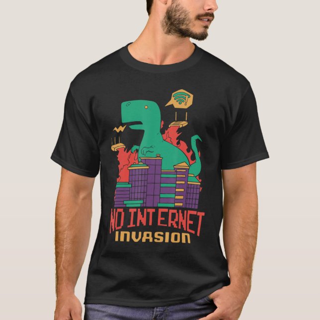T-shirt Funny NO INTERNET INVASION (Devant)