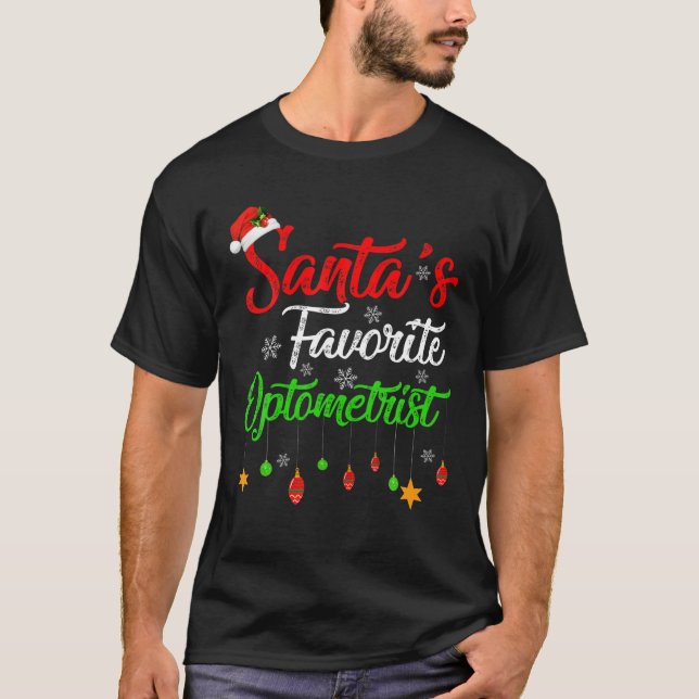 T-shirt Funny Noël Père Noël Favori Optométriste Noël (Devant)