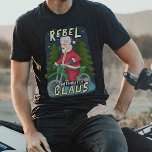 T-shirt Funny Noël Père Noël Humour Motorcycle Rebel