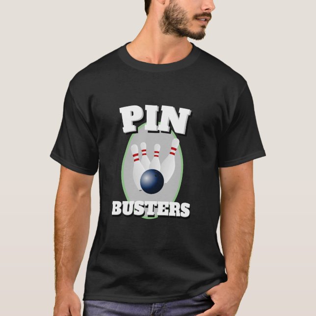 T-shirt Funny Novelty Mens Sportswear Bowling PIN BUSTERS (Devant)