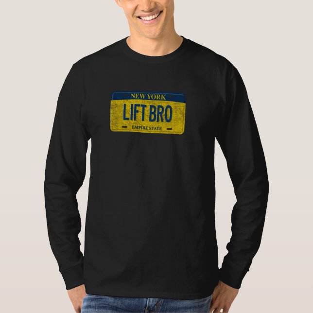 T-shirt Funny Ny State Vanity License Plate Lift Bro (Devant)