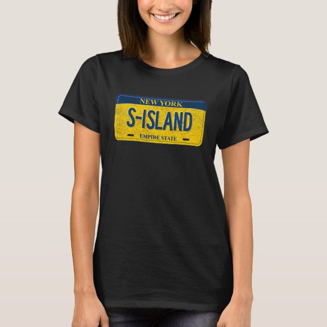 T-shirt Funny NY State Vanity License Plate S ISLAND (Devant)