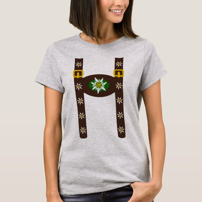 T-shirt Funny Octoberfest Lederhosen Suspendants (Devant)