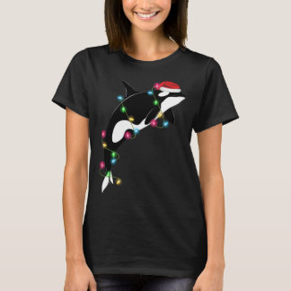 T-shirt Funny Orca Tueur Baleine Santa Chapeau Mer de Noël