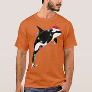 T-shirt Funny Orca Tueur Baleine Santa Chapeau Mer de Noël