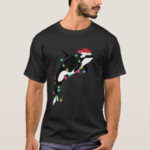 T-shirt Funny Orca Tueur Baleine Santa Chapeau Mer de Noël