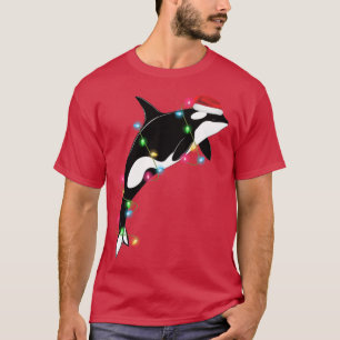 T-shirt Funny Orca Tueur Baleine Santa Chapeau Mer de Noël