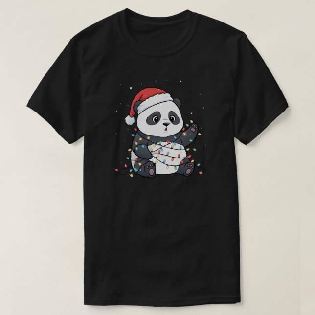 T-shirt Funny Panda Christmas Lights Animal Lover (Design devant)