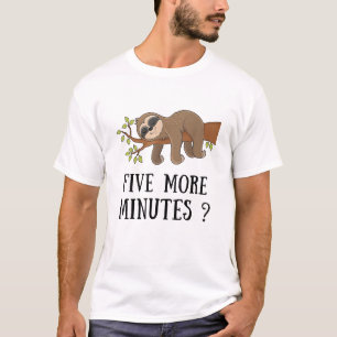 T-shirt Funny Paresseux Cinq Minutes De Sommeil Lit Pyjama