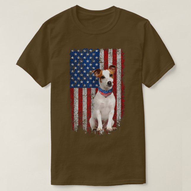 T-shirt Funny Patriotic Jack Russell Terrier American Flag (Design devant)