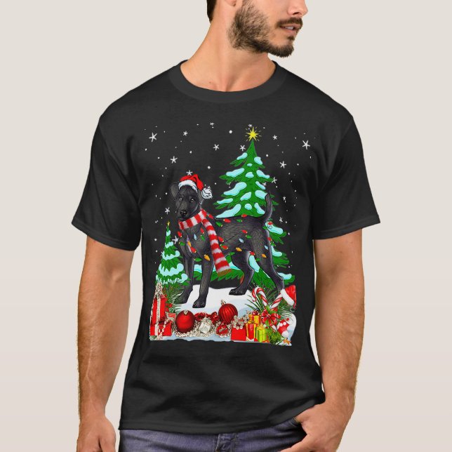 T-shirt Funny Patterdale Terrier Dog Christmas Tree (Devant)