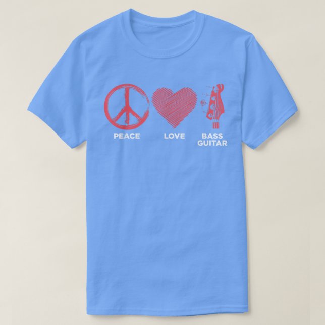 T-shirt Funny Peace Love Basse Guitare Graphisme Femmes Ho (Design devant)