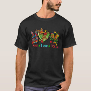 T-shirt Funny Peace Love Fiesta Mexican Party Cinco De May
