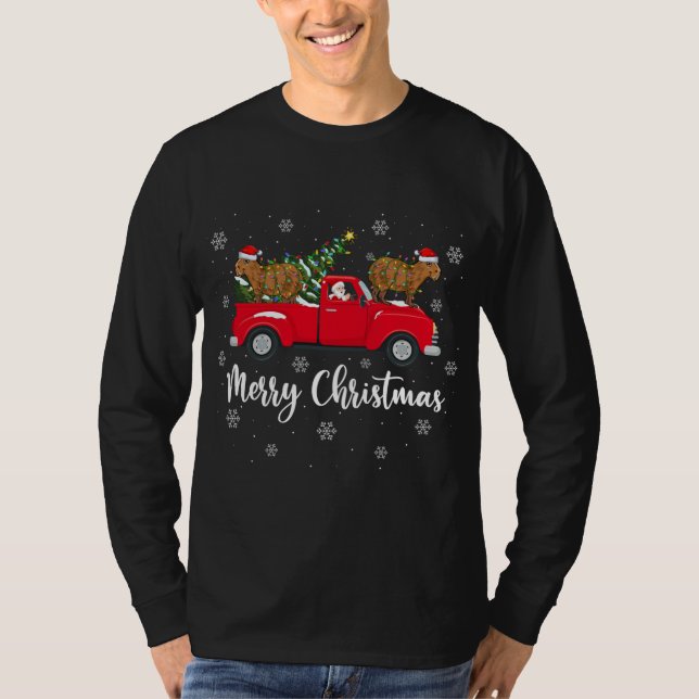T-shirt Funny Père Noël équitation Arbre de Noël Camion Ca (Devant)