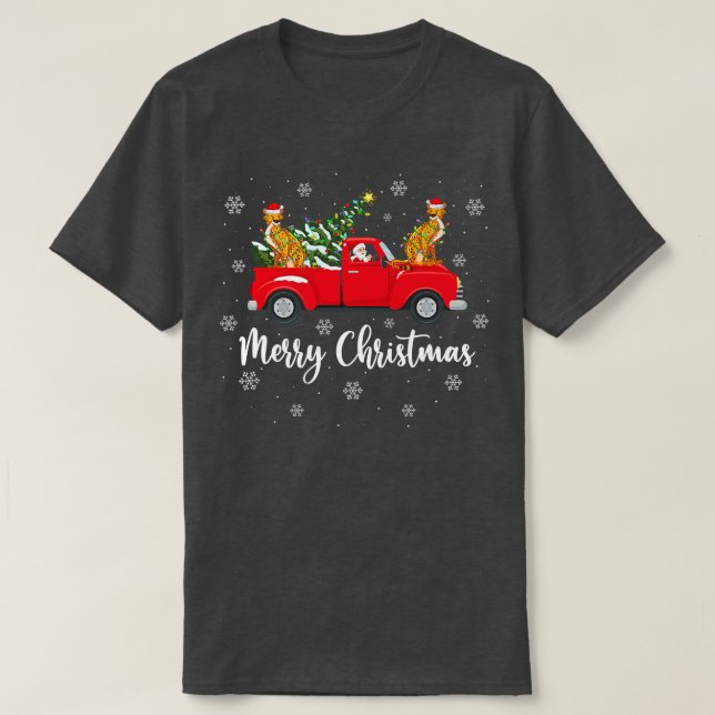 T-shirt Funny Père Noël équitation Arbre de Noël Camion Ch (Design devant)