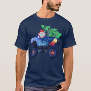 T-shirt Funny Père Noël équitation Monster Truck avec Noël