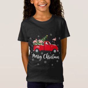 T-Shirt Funny Père Noël équitation Noël Arbre Flamant rose