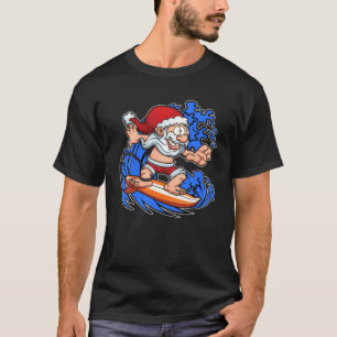 T-shirt Funny Père Noël Surf Surf Noël En Juillet Été