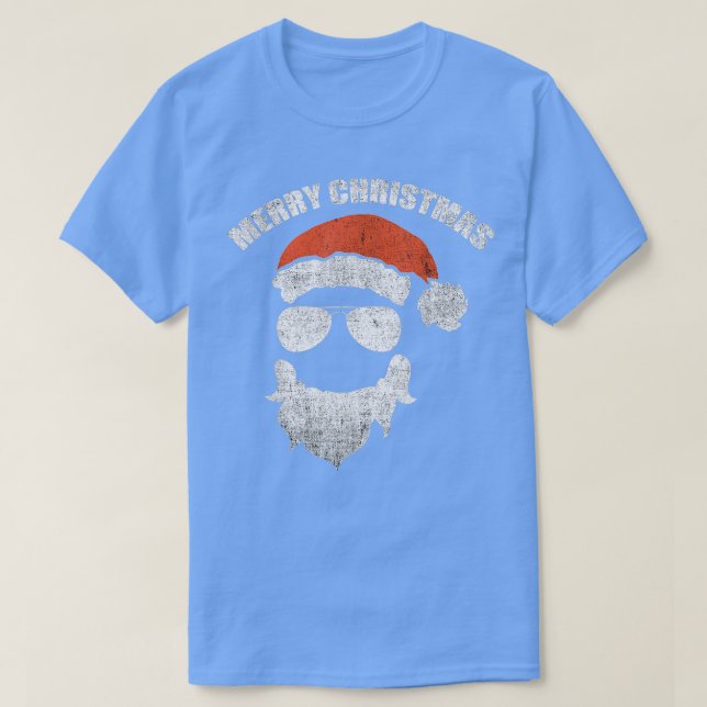 T-shirt Funny Père Noël visage Lunettes de soleil avec bar (Design devant)