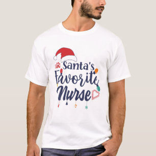 T-shirt Funny Père Noël'S Favori Nurse Joyeux Match De Noë