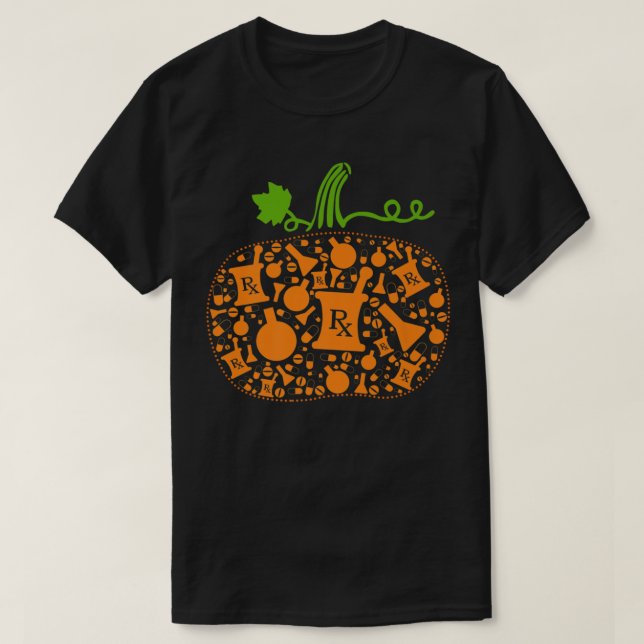 T-shirt Funny Pharmacy Tech Pumpkin Halloween (Design devant)