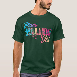 T-shirt Funny Piano Girl Pianist notes musicales fille mus