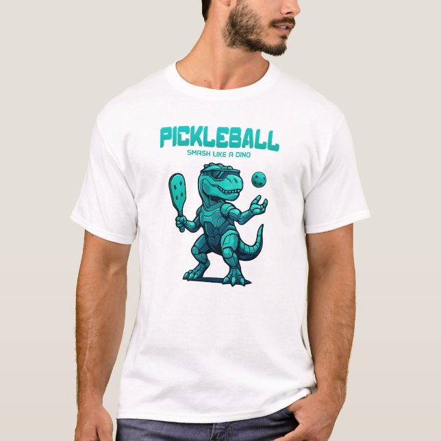 T-shirt Funny Pickleball -  Dinosaur Pickleball (Devant)