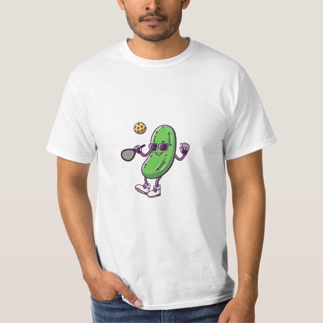 T-shirt Funny Pickleball et Concombre Cool : Paddle en Jeu (Devant)