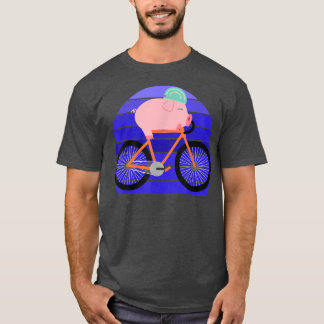 T-shirt Funny Pig Lover Riding Bike Novelty Animal Birthda