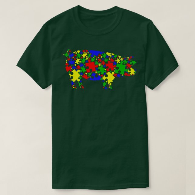 T-shirt Funny Pig Puzzle Animaux Lover Sensibilisation sur (Design devant)