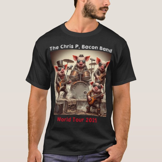 T-shirt Funny Pig Rock Band (Devant)