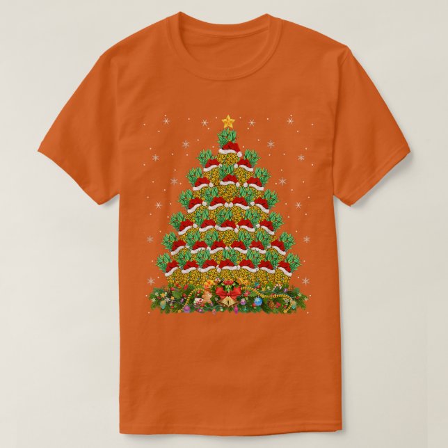 T-shirt Funny Pineapple Lover Xmas Lights Pineapple Christ (Design devant)