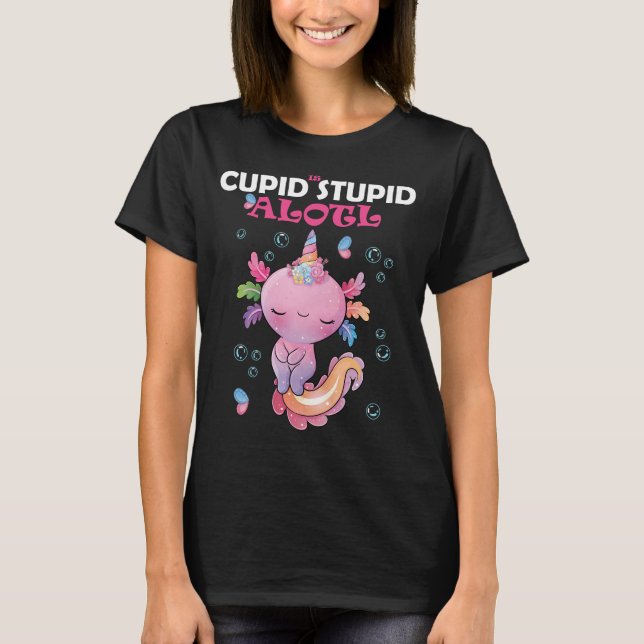 T-shirt funny pink axolotl valentine (Devant)