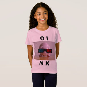 T-Shirt Funny Pink Piggy Bank en lunettes 3D