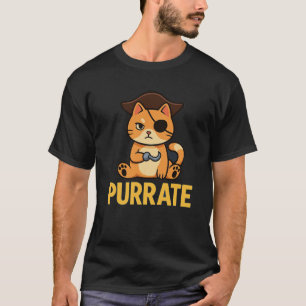 T-shirt Funny Pirate Chat "PURRATE" Design - Cute & Clever